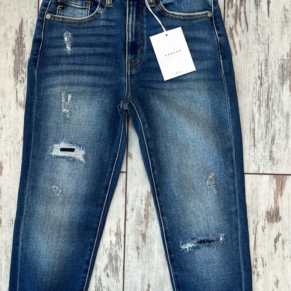 KanCan High Rise Distressed Ankle Skinny Jeans Frayed Hem Medium Wash NWT - Picture 4 of 16